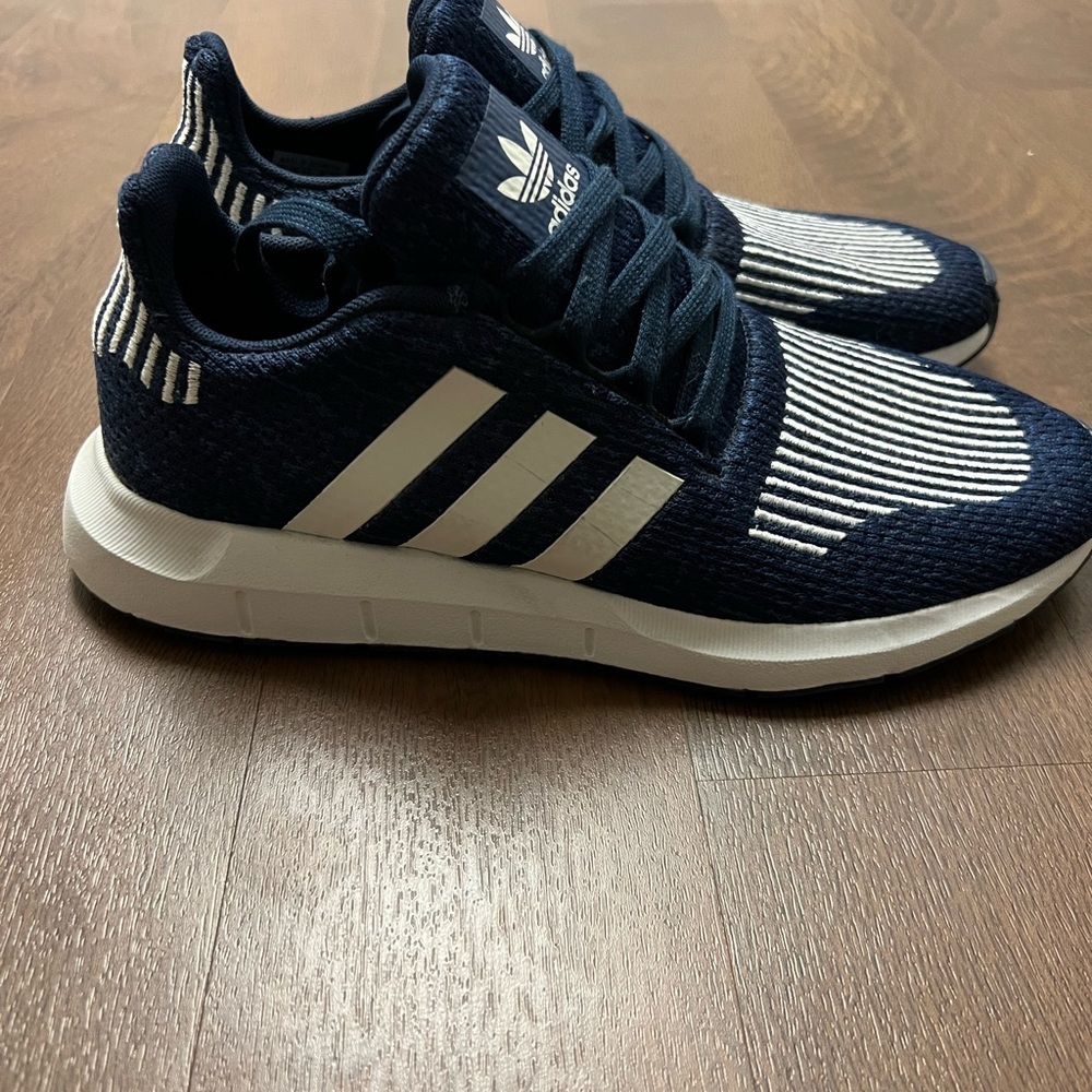 Adidas Navy and White Sneakers